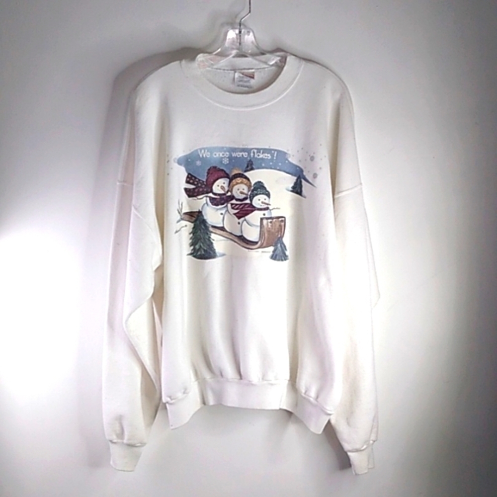Hanes - Vintage White Long Sleeve We Were Once Flakes Sweatshirt - Sz XXL